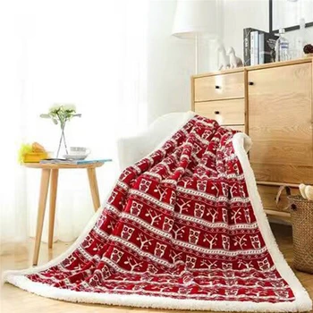 

Imitation Cashmere Thread Throw Bed Blankets Double ThickeN Winter Sheep Velvet Blanket Warm Cover Christmas Elk Home Textiles