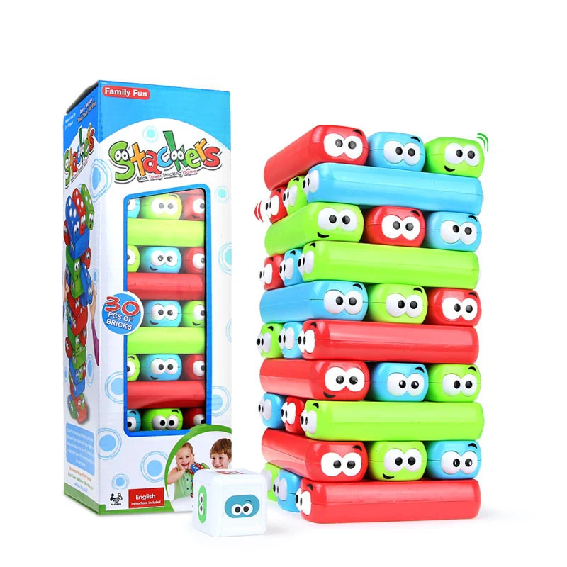 Cartoon Plastic Tower Jenga Game Stacker Building Blocks Baby Stacking