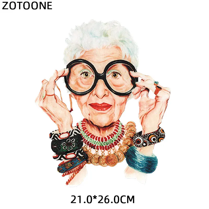 

ZOTOONE Fashion Grandma PVC Patch Clothes Heat Transfer Printing T Shirt Women Iron on Patches for Clothing Girl Stickers