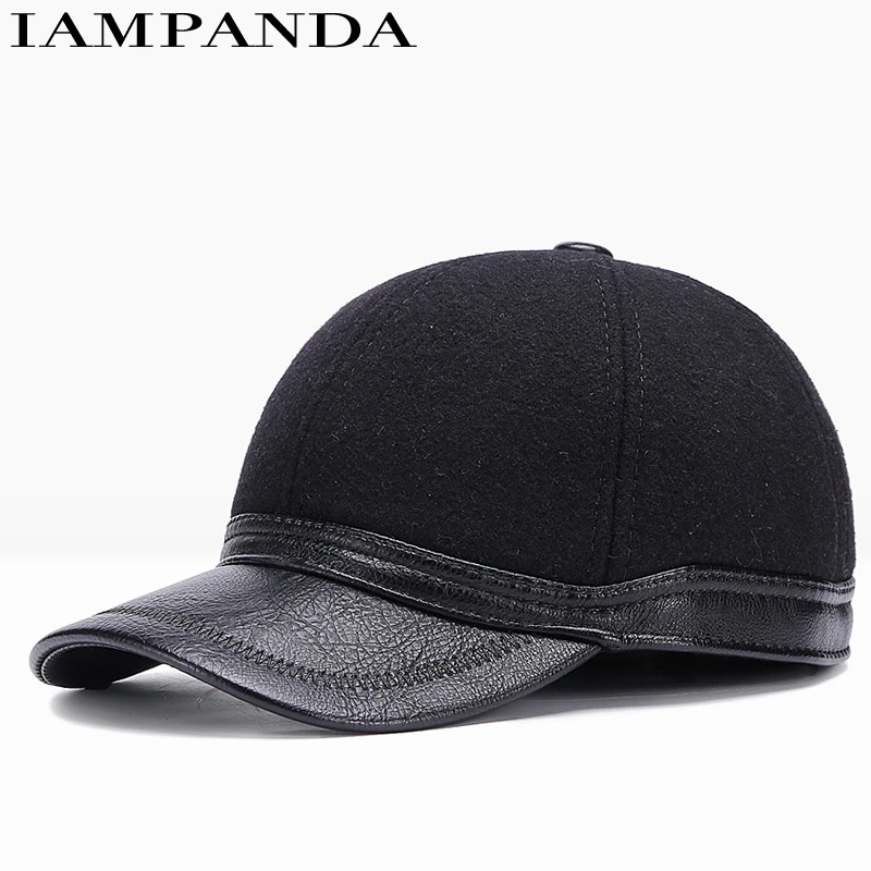 Iampanda бренд 2017 супер теплый Бейсбол крышка на осень зиму Шапки Snapback сплошной цвет