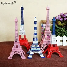 Decoration Crafts 18cm Colorful Metal Tower Figurine Statue Europe Home Decor Souvenir Wedding Gift Dropshipping