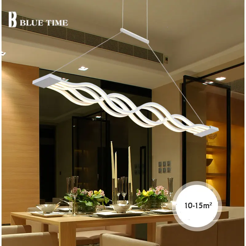 120 cm blanco negro moderno luces colgantes para comedor sala de estar cocina regulable led lámpara colgante lamparas forma de onda