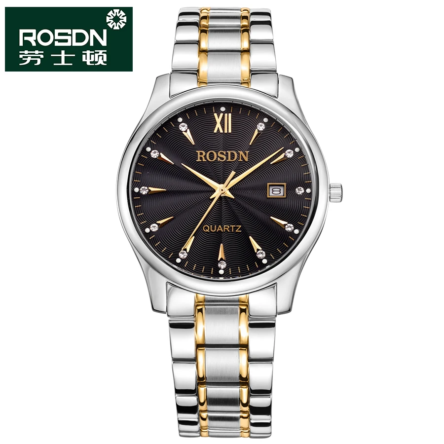 ROSDN 2016 Watches Women Luxury Brand Quartz Watch Men Full Steel Wristwatches Dive 50m Fashion couple