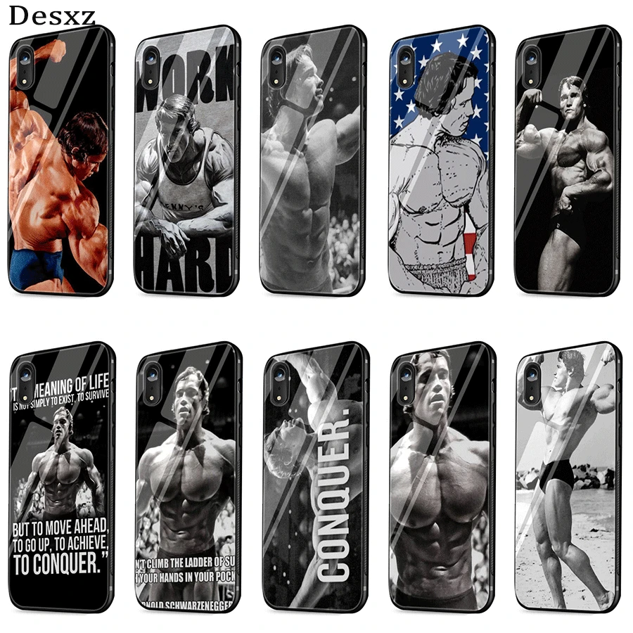 Mobile Phone Case Glass For iPhone 5 5s SE 6 6s 7 8 Plus X XS Max XR Cover Arnold Schwarzenegger Bodybuilding Shell | Мобильные