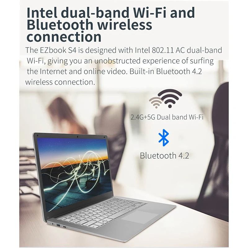 Jumper Ezbook S4 ноутбук 14 дюймов Fhd безрамный Ips экран тонкий ультрабук 8 ГБ ОЗУ 128 Гб ПЗУ Intel Celeron J3160 двухдиапазонный Wifi