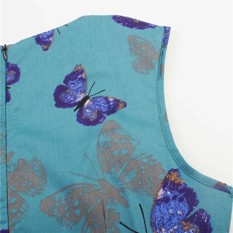 Kostlich Butterfly Print Autumn Dress Women 2017 Blue Audrey Hepburn 50s Vintage Dress Swing Rockabilly Elegant Party Dresses (14)
