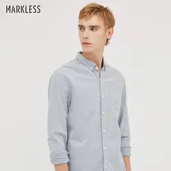 Markless 100% хлопок Для мужчин рубашки chemise homme 2018 осень 3 цвета одноцветное Цвет Бизнес Повседневная рубашка camisa masculina 8531