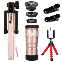 High Quality 10X Telephoto Zoom Lens Telescope Wide Angle Macro Fisheye Lentes Tripod for camera and phone Selfie Stick Monopod