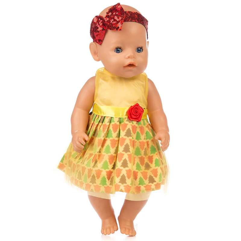 Красивое платье+ hairbrandFit для новорожденных 43 см кукла аксессуары для кукольной одежды для 17 дюймов кукла