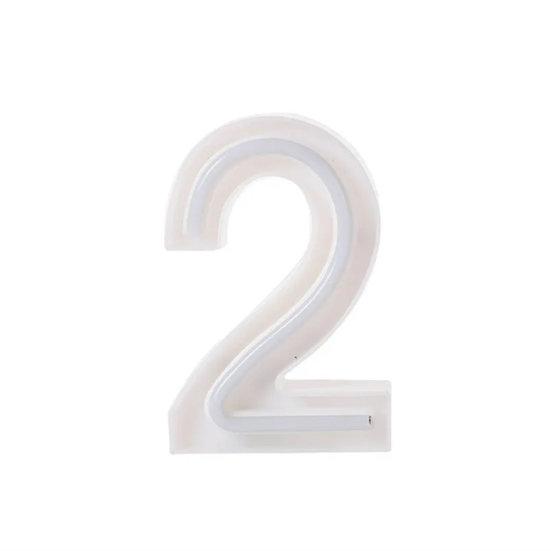 Number 0-9 Lamp LED Letter Light USB Letter Night Light Up White Plastic Letters Standing Hanging Home Decor Lamparas 40JUN124