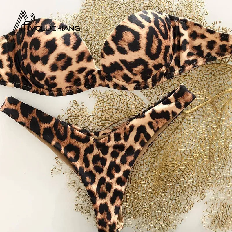 

Sexy Leopard Bikinis 2019 Women Swimwear Women Bandage Swimsuit Push Up Bathing Suit Maillot De Bain Femme Thong Biquinis