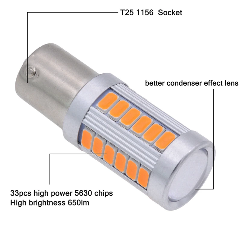 Katur 2 шт. 1156 BA15S P21W светодиодный лампы для автомобилей, сигнальные огни поворота Янтарный/оранжевый освещение белый красный синий 5630 33SMD светодиодный лампы