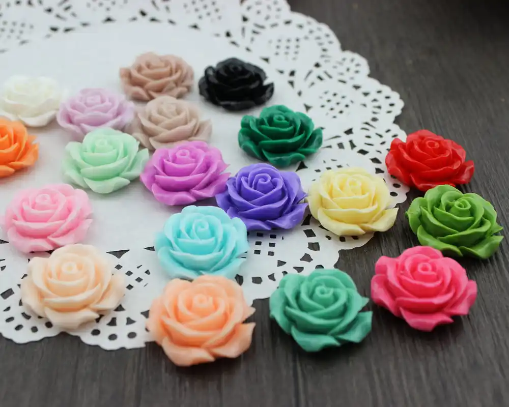 16pcs 28mm Mixed color resin flower