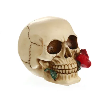 

Europe Resin Skull Personalized Decor Figurines Rose Skull Craft Office Ornament Movie Shooting Props Creative Spoof Friend Gift
