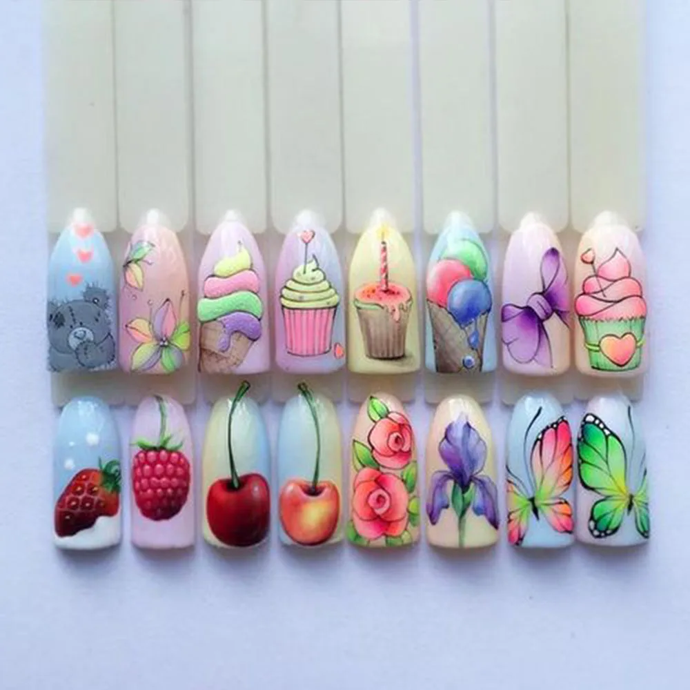 1 х Nail Art Наклейки, Переводные картинки мороженое/фрукты вишня клубника вода переводная наклейка для ногтей DIY декоративные наклейки LASTZ474-488