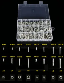 

330pcs M3 M4 M5 M6 Nuts Washers Phillips Round Screws Pan Head Screw Bolts Kits High Quality
