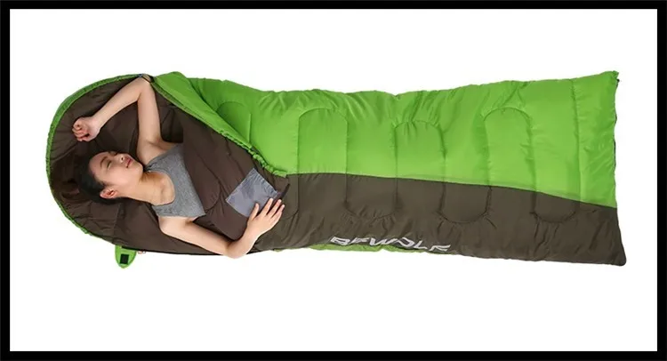 BSWolf Сверхлегкий хлопковый спальный мешок для кемпинга, зимний осенний конверт с капюшоном, Вакуумная кровать для кемпинга, аксессуары для кемпинга
