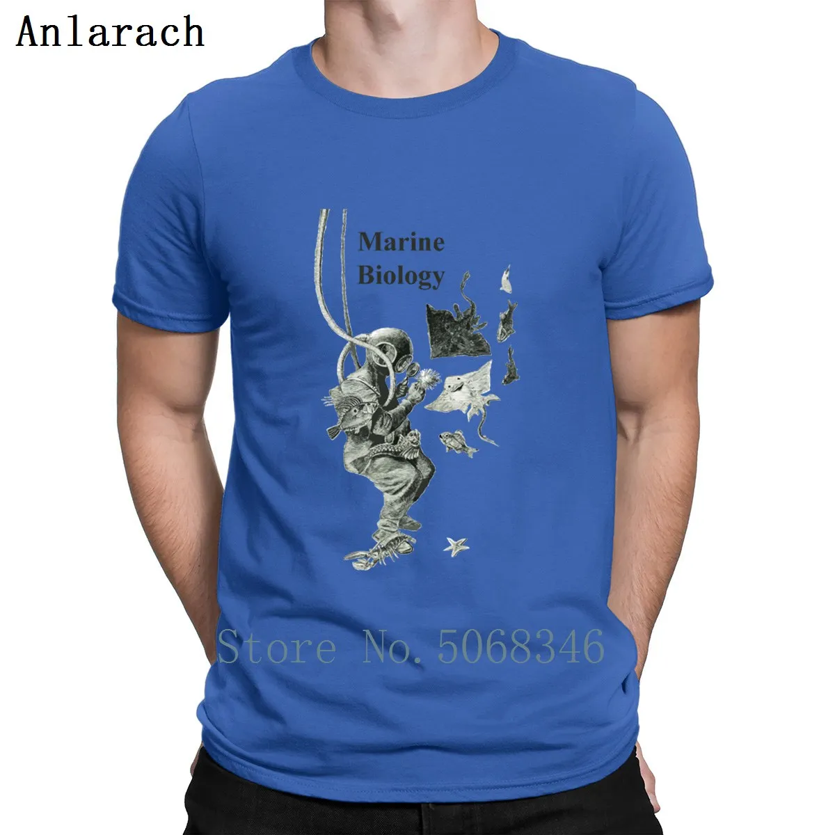 

Vintage Marine Biology Diver With Diving Helmet T Shirt Round Neck Solid Color Summer Cotton Gift New Fashion Custom Shirt