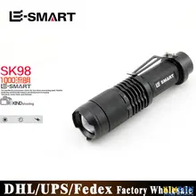 Оптовый магазин детской одежды 200 шт./лот Sk98 XM-L T6 1000lm более 200 м 3-напильники регулируемый светодиодный фонарь тактический фонарь-черный(1X18650 нет