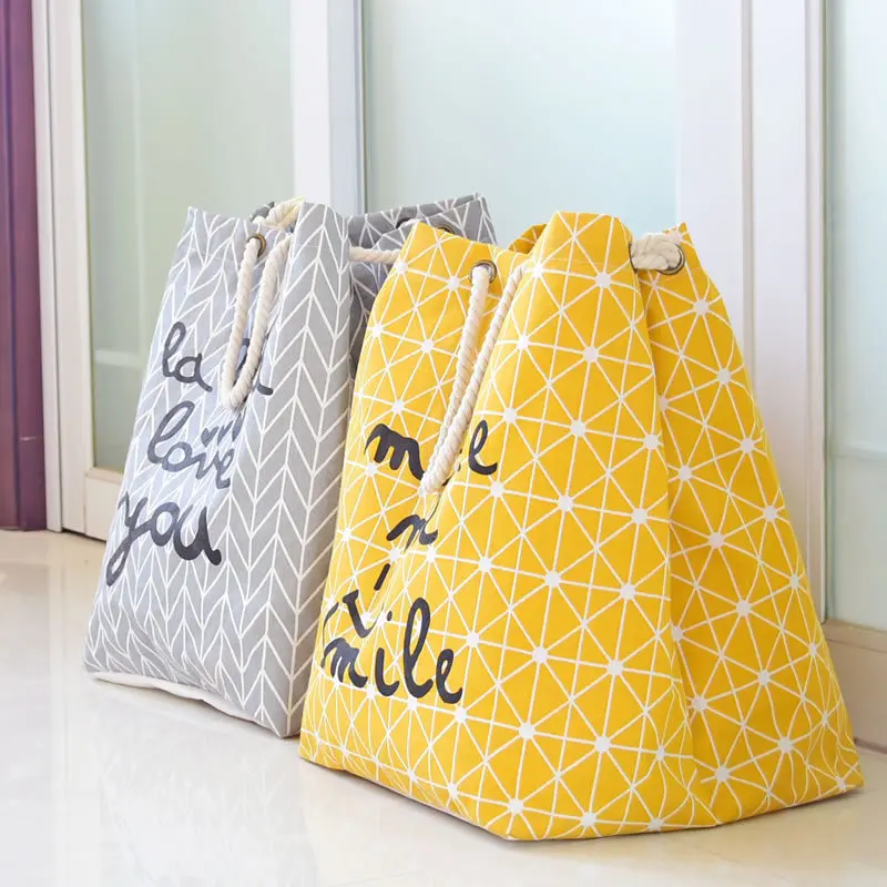 

Cotton linen tote Bag Waterproof single shoulder backpack shopping move bag For Toy Washing Basket Dirty Clothes Foldable