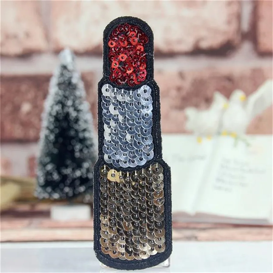 Buy Fashion lipstick sequins iron on patches for clothes Sew on embroidered