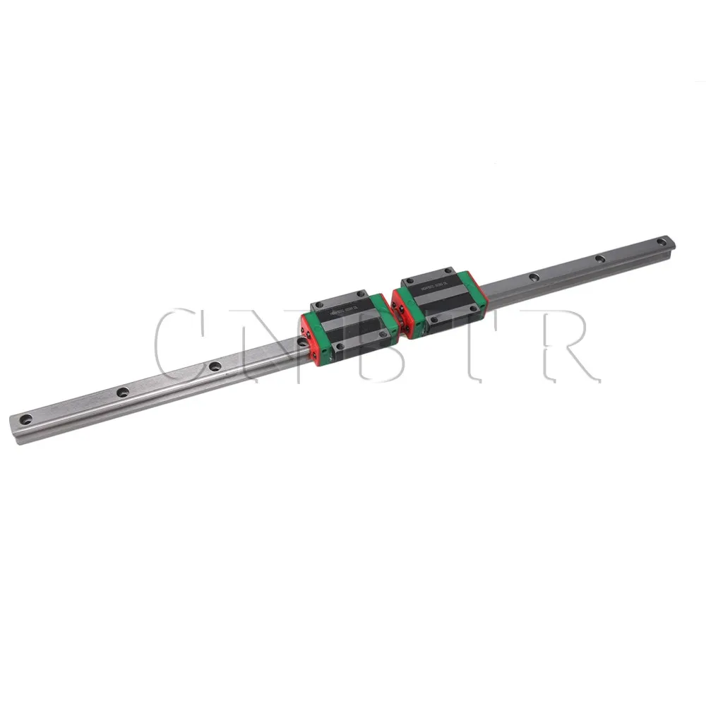 

CNBTR 2 PCS HGW15CC Flange Type Bearing Steel Linear Guide Rail Sliding Block Carriage & 50cm HG15 Rail Guideway