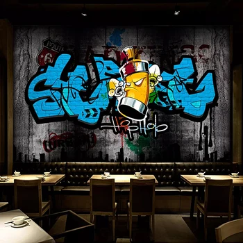 

Custom 3D Wall Murals Wallpaper Retro Street Graffiti Art Wall Painting Cafe Bar KTV Background Wall Decoration Mural De Parede