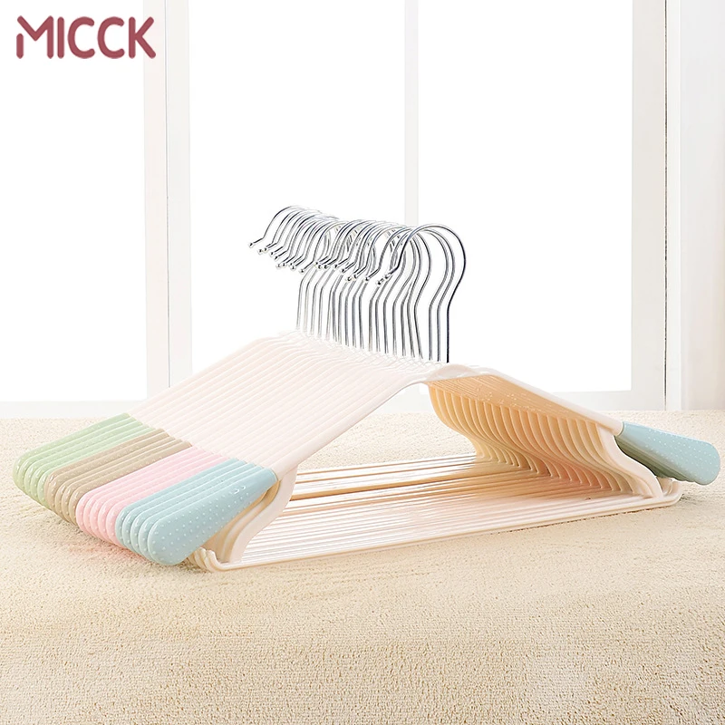 

MICCK10pcs/lot Plastic Cloth hanger Multifuctional Hanger Space Saving clothes Hangers with Hook Closet Organizer Drying Racks