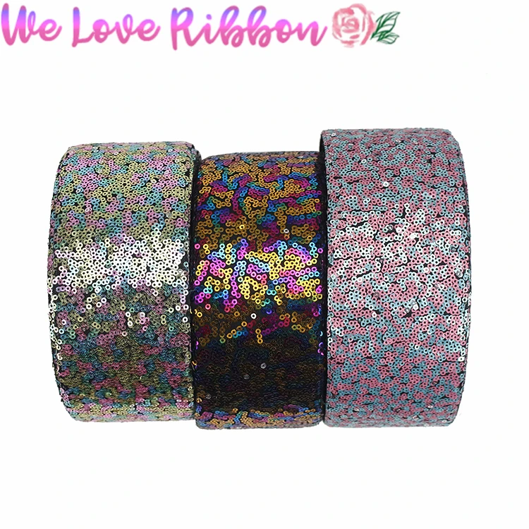 3&quot75mm Shiny Sequin Cutting Ribbon (3mm small sequins) Glitter Pink&ampBlue&ampRose DIY Hair Band Gift Bowknows Making 25yards/roll | Дом и
