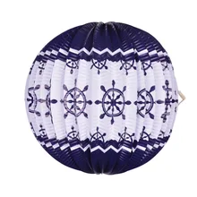 

1pc Navy 25cm Nautical Hanging Paper Lantern Ship Wheel Pleated Paper Lanterns Wedding Birthday Shower Beach Party Decoration