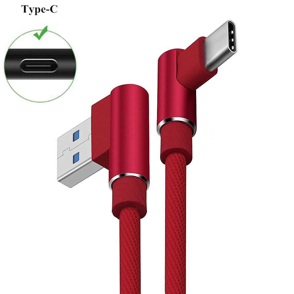 

90 Degree Right Angle USB Type C Cable Cabo Tipe C for Xiaomi Mi 9 9T Samsung a40 a50 S10 A5 A7 2017 oneplus 7 pro Charger Wire