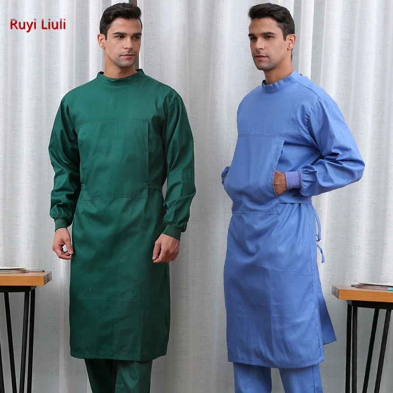 Long Surgical Surgeon Gown Medical Clothing Reinforced Protective Gown