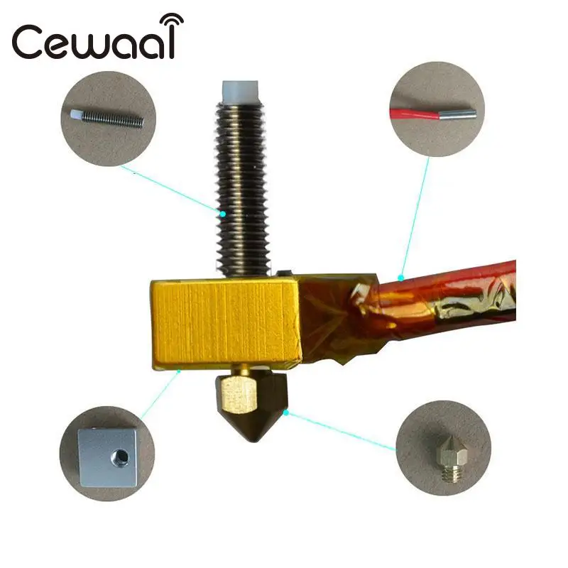 

CEWAAL 4pcs 3D Printer Parts Assembly Extruder Hot End Kit For Prusa i3 3D Printer MK8 3D Printer MK8 Nozzle DIY