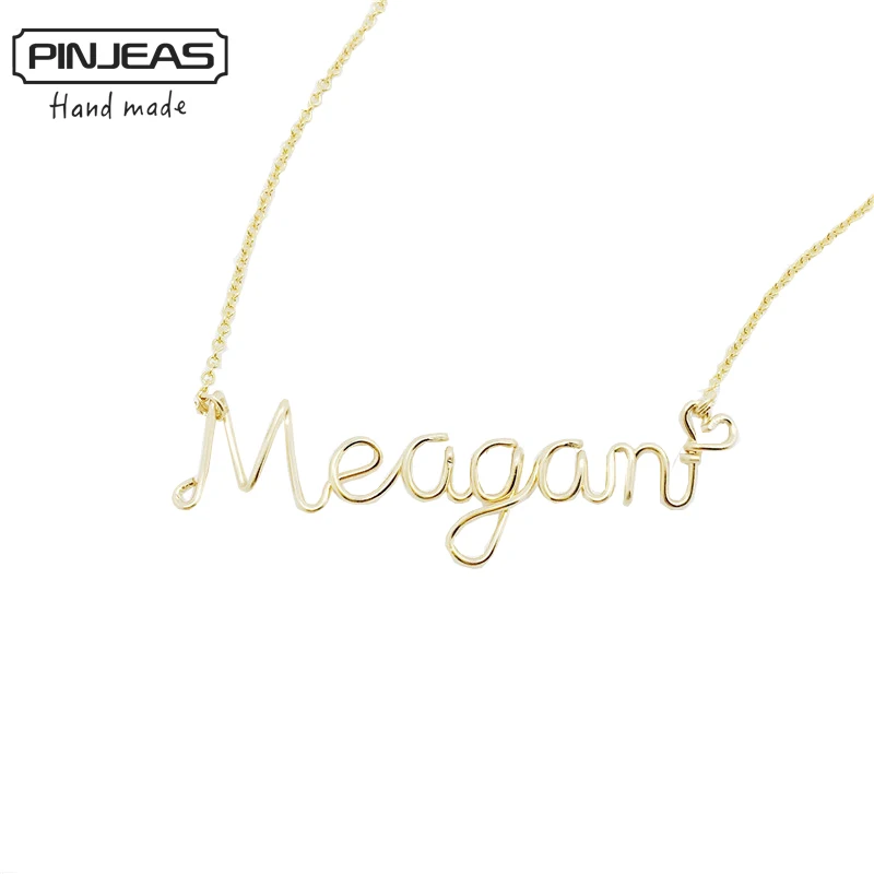 

PINJEAS Custom Name Necklace Personalized Words Letters wire wrap Kids Bridesmaid Gift collier accessories