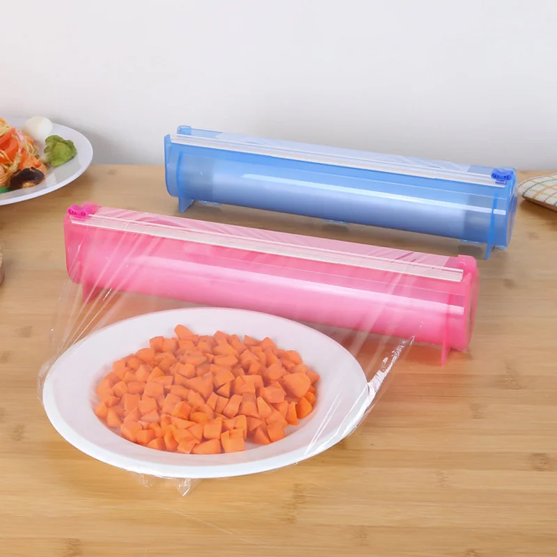 

Food Plastic Polythene Dispenser Preservative Film Cutter Kitchen Tool Accessories Wrapping Paper Cutter Food Huggers 2019