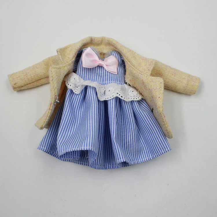 

Clothes For 1/6 Blyth ICY Licca dolls 2 Pieces Stripe Dress and Coat high quality toy gift
