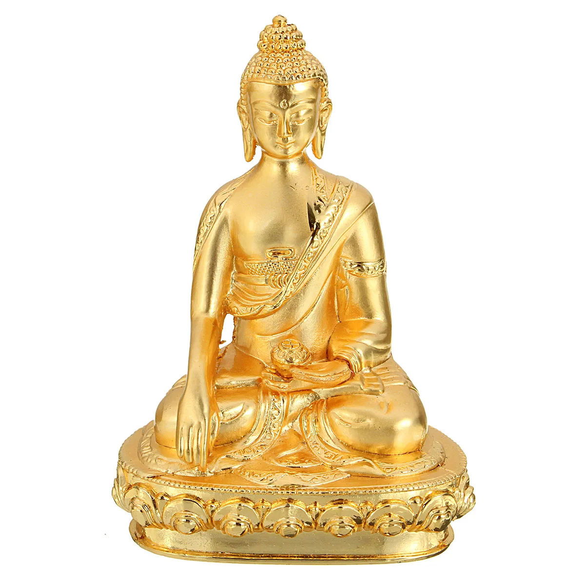 Alloy Tibetan Buddhism Shakyamuni Buddha Statue Golden Statue 2.3x1.5 x 3.1''