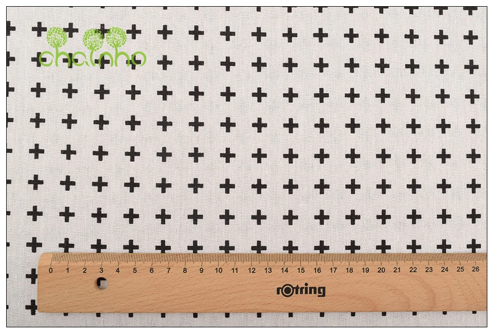 Chainho,6pcs/Lot,Black&White Series,Patchwork Printed Cotton Linen Fabric,For DIY Quilting&Sewing Placemat,Bags Material,25x45cm