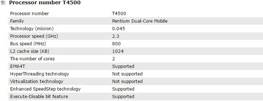 Original Intel Pentium CPU T4500 (1M Cache, 2.30GHz, 800MHz FSB) 35W PGA478 laptop processor cpu core