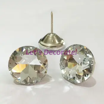 

Free shipping 50PCS/LOT 25mm/30mm Clear Color Diamond Crystal Glass Tacks/ Decoration Nails/ Sofa Decoration Buttons