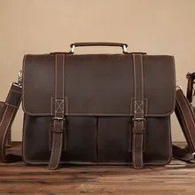 Leather cowhide retro men’s bags crazy horse hand the bill of lading shoulder bag briefcase Business computer bag