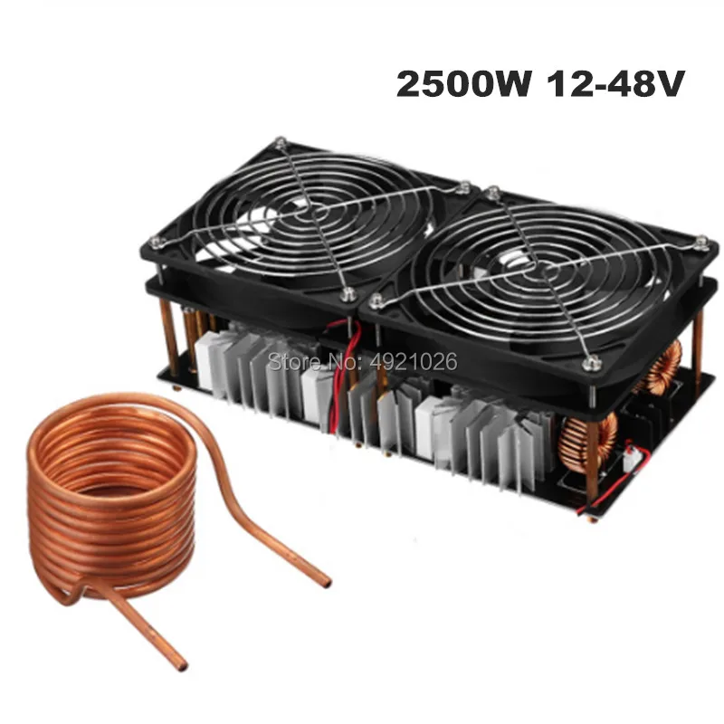 

Free shipping 2500W ZVS Induction Heating Board Module Flyback Driver Heater+Coil+Dual fan
