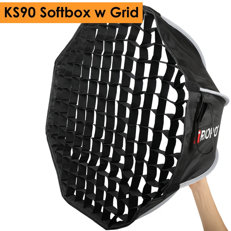  Triopo 90cm Speedlite Portable Softbox w/ Honeycomb Grid Outdoor Flash Octagon Umbrella Soft Box fo
