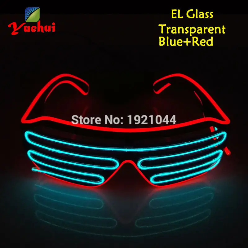Лидер продаж EL очки EL Wire модный неоновый светодиодный светильник в форме затвора очки Rave праздничные вечерние Декоративные Солнцезащитные очки - Цвет: Transparent VS Red