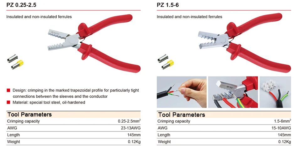 Обжимной инструмент трубчатый терминал 1,5-6 мм щипцы pince a sertir плоскогубцы наконечник провода обжимной ручной инструмент alicate crimpador 0,25-2,5 мм