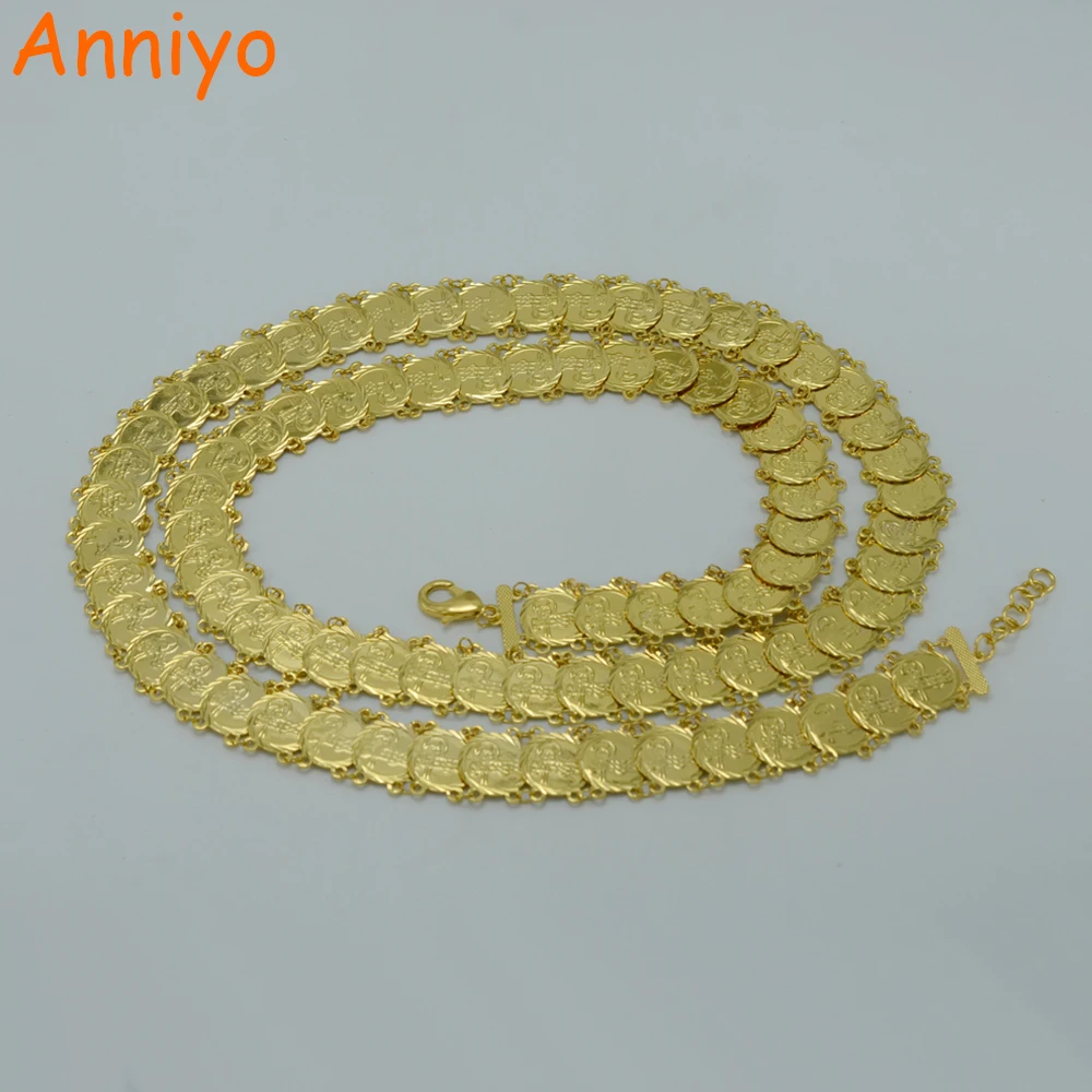 

Anniyo Turkey Coin Belt for Women Gold Color Arab Metal Wedding Belly Jewelry Middle East Africa Egypt/Turkish #013906