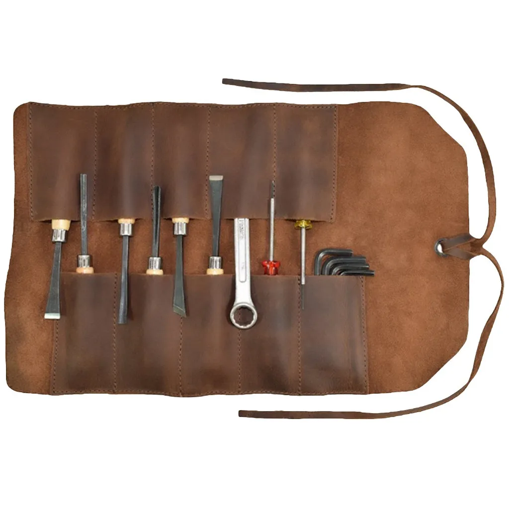 

Lowest Price Best Selling Rustic Leather Small Tool Roll Handmade by Hide Drink bag Large Capacity Handmade Felt Pencil Case