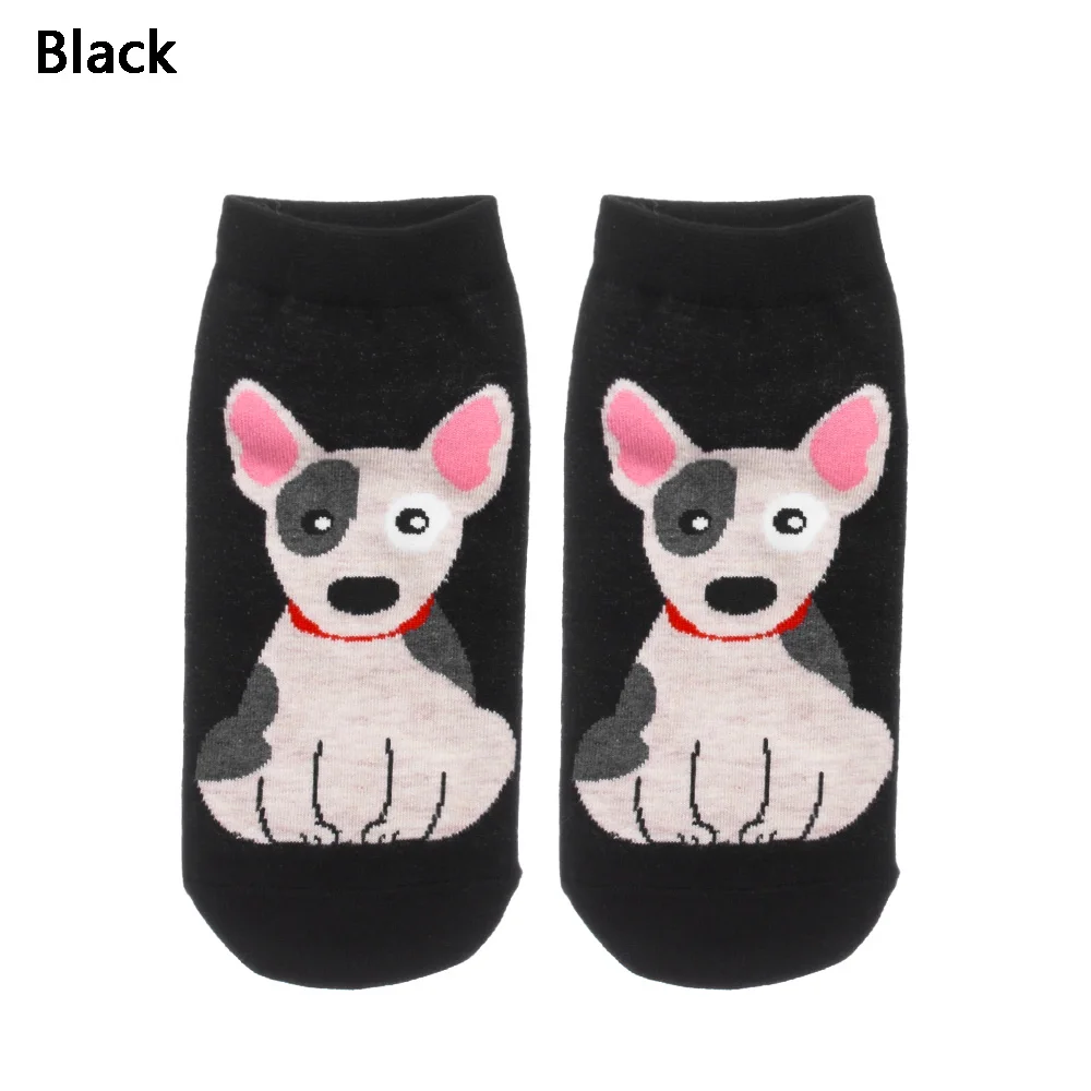 1 пара, милые хлопковые носки с милыми животными в стиле Харадзюку с милыми животными, повседневные короткие носки для женщин и мужчин, забавные носки, чулочно-носочные изделия - Цвет: Черный