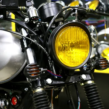 

Motorcycle Retro 5.75" 12V Headlight Hi/Low Beam Light Lamp Vintage Halogen Bulb For Harley Custom Bobber Chopper Crusier Cafe