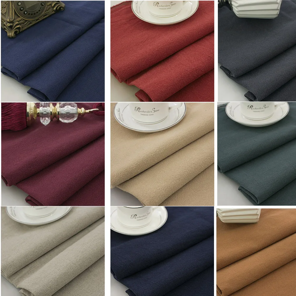 PPCrafts Slub linen solid color linen crepes thick wrinkled linen